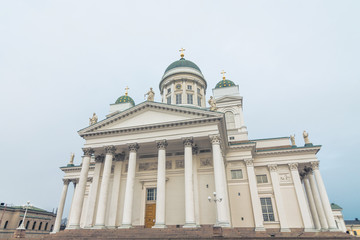 Fototapeta na wymiar Famous Helsinki St. Nicholas Cathedral Lutheran church Helsinki, Finland