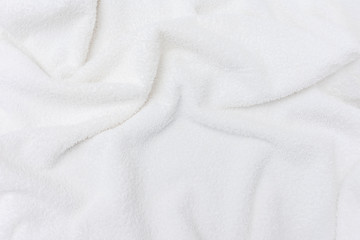Fototapeta premium white crumpled blanket, texture, top view