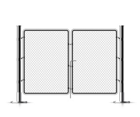 Realistic metal chain link fence.