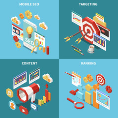 Isometric Web SEO Icon Set