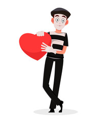 April Fool's Day. Mime cartoon character