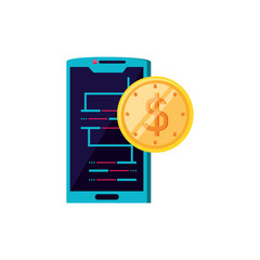smartphone device with coin dollar