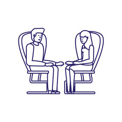 young couple sitting in chair avatar character