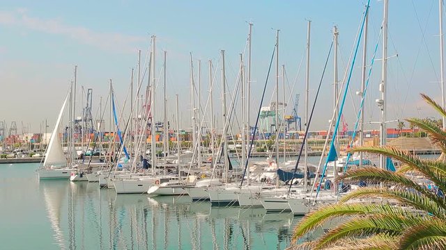 Parking Many Ships with sails yacht floating Eastern Bosphorus sea