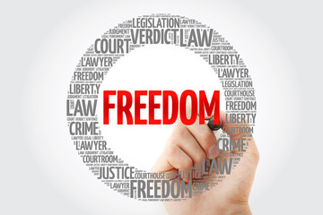 Freedom word cloud with marker, concept background