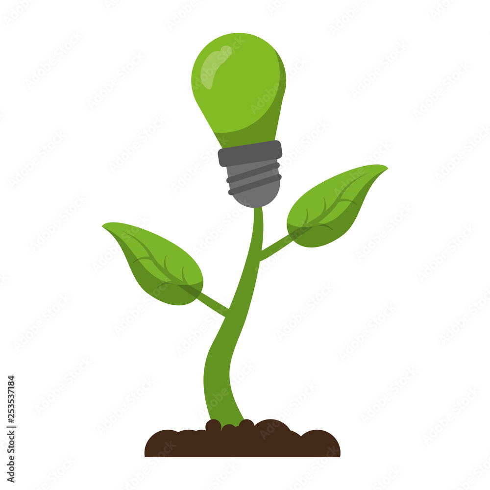 Poster eco green energy bulb light plant