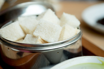 Close up of slice steamed bread