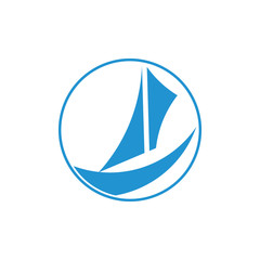 sail boat fast design circle logo vector