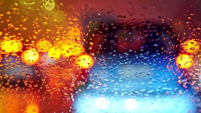 Friver forced to brake in the queue during traffic congestion