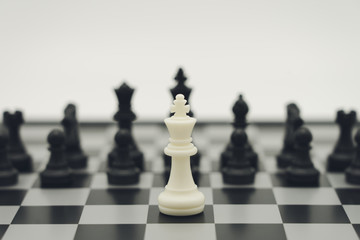 chessboard with a chess piece on the back Negotiating in business. as background business concept and strategy concept with copy space.