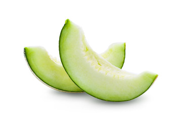 cantaloupe melon isolated on white background . full depth of fieid