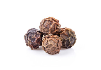 Black Peppercorns isolated on white background. ful depth of field