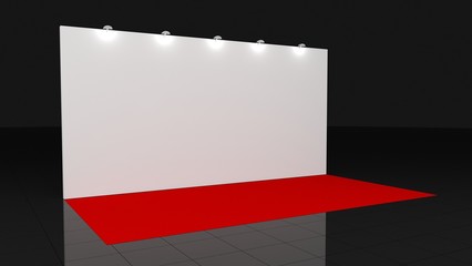 Backdrop with red carpet 3x6 meters. 3d render