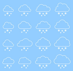 Cloud and snow on blue background