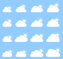 Mostly cloudy icon on blue background