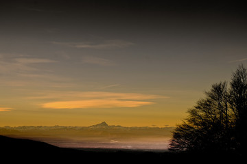 the monviso under the lights of the sunset