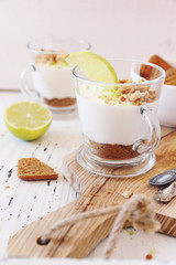 Lime cheesecake in two cups