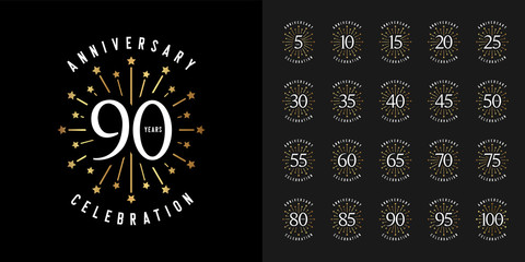 Set of anniversary logotype. Golden anniversary celebration emblem design for company profile, booklet, leaflet, magazine, brochure poster, web, invitation or greeting card.