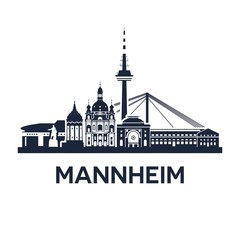 Skyline emblem of Mannheim, city in the southwestern part of Germany - obrazy, fototapety, plakaty