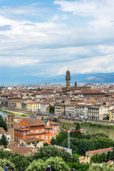 Fototapeta premium Panaromic view of Florence with Palazzo Vecchio viewed from Piazzale Michelangelo (Michelangelo Square)