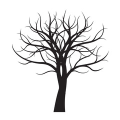 Black Tree without leaves on white background. Vector Illustration.