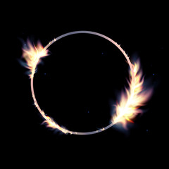 Vector isolated illustration of banner with fire