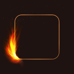 Vector isolated illustration of banner with fire