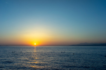 Early summer morning bright sky Beach in Crete