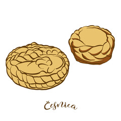 Colored sketches of Cesnica bread
