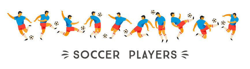 Vector set of soccer players. Design element. © Nadia Grapes