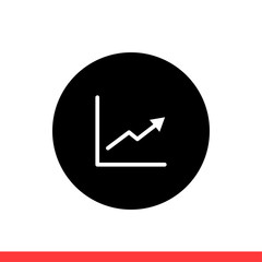 Graph vector icon, growing business statics symbol. Simple, flat design for web or mobile app