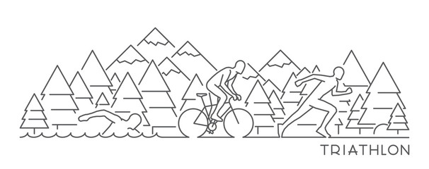 Vector line web banner for triathlon. Open path