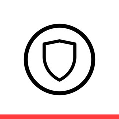 Shield vector icon, security, safety symbol. Simple, flat design for web or mobile app