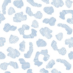 Blue grunge leopard skin seamless pattern. Abstract animal fur wallpaper.