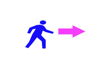 man with arrow on white background