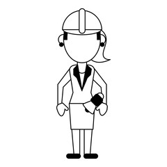 Construction worker avatar in black and white