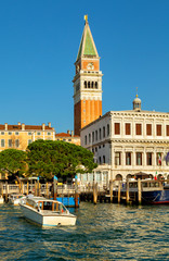 St Mark's Campanile, the bell tower of St Mark's Basilica in Venice, Italy, located in the Piazza San Marco