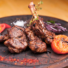 Big piece of lamb on the bone - restaurant dish lamb grilled lamb grilled