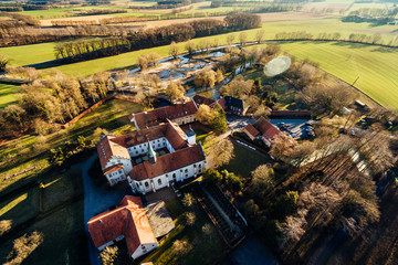 Aerial view on the monastery of Kloster Vinnenberg, a popular landmark and tourist site in...