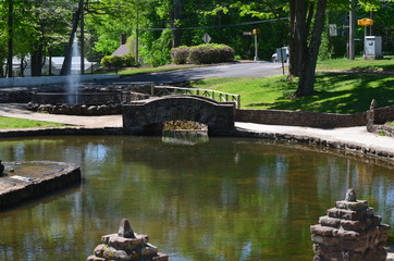 A man made pond in landscape