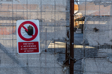 Road sign in Italy - No entry sign
