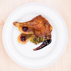 Close fried duck leg