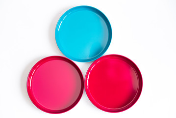colorful plates on a white background