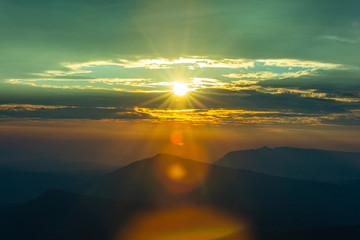 Beautiful landscape view of mountains at sunrise