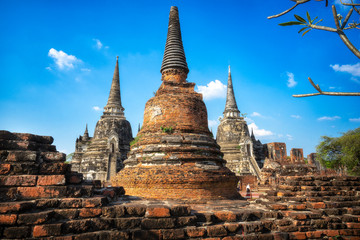 Fototapeta premium Ancient pagoda in Buddhist temple Thailand. 