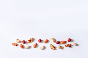 Pattern of nuts mix with copy space. 