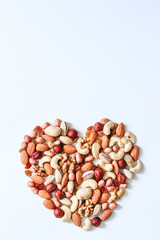 Background of mixed nuts.  Top view or flat lay