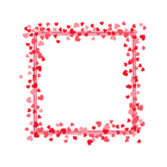 Square frame with pink and red hearts