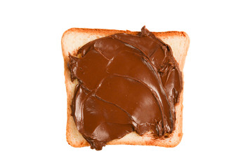 Сhocolate paste sandwich isolated on white background.