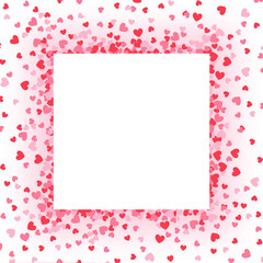 Square frame with pink and red hearts